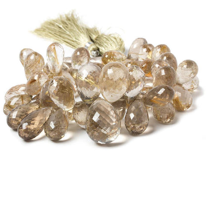 12-20mm Golden Rutilated Quartz Beads Tear Drop Briolette, AAA Grade 7.75 inch 52 pieces