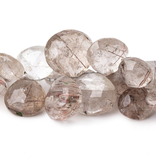 12-21mm Smoky Rutilated Quartz Faceted Heart Beads 9 inch 46 pieces AA
