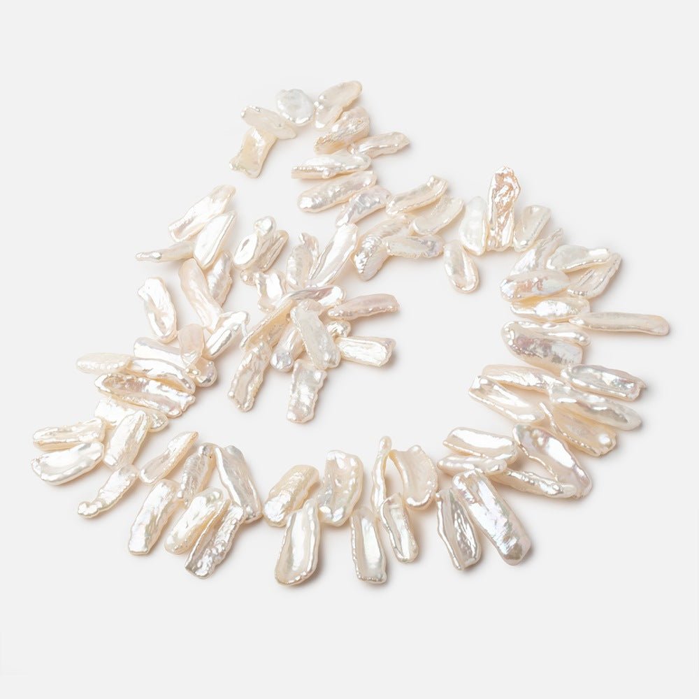 12-23mm Creamy White Top Drill Biwa Pearls 15 inch 78 beads AAA