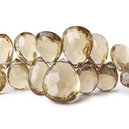 12-24mm Dark Lemon Quartz Faceted Pear Beads 10 inch 66 pieces