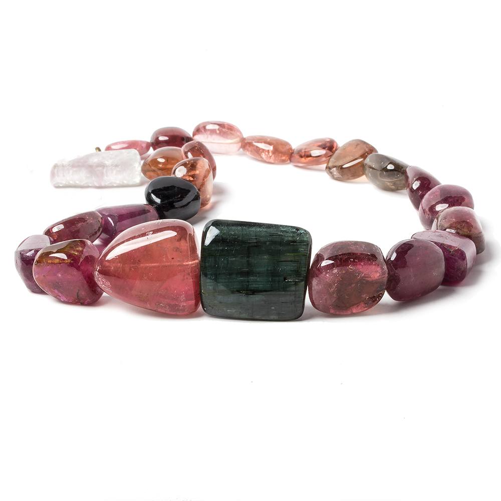 12 - 24mm Multi Color Tourmaline Plain Nugget Beads 15 inch 25 pieces