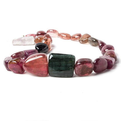 12 - 24mm Multi Color Tourmaline Plain Nugget Beads 15 inch 25 pieces