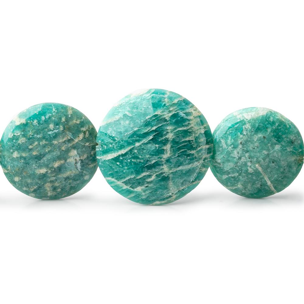 12-26mm Russian Amazonite Side Drilled Coin Beads 7 inch 9 pieces