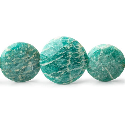 12-26mm Russian Amazonite Side Drilled Coin Beads 7 inch 9 pieces