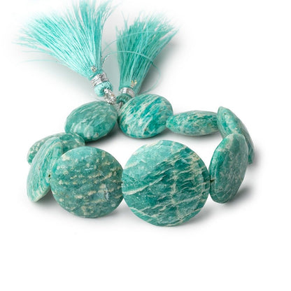 12-26mm Russian Amazonite Side Drilled Coin Beads 7 inch 9 pieces