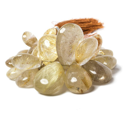 12-28mm Rutilated Quartz Plain Pear Beads 6.5 inch 31 beads