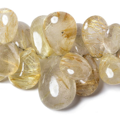 12-28mm Rutilated Quartz Plain Pear Beads 6.5 inch 31 beads