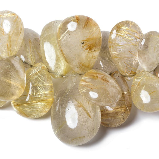 12-28mm Rutilated Quartz Plain Pear Beads 6.5 inch 31 beads