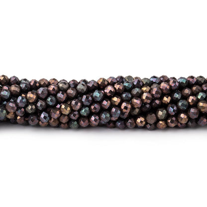 3mm Metallic Chocolate Black Spinel Micro faceted rounds 13 inch 128 beads