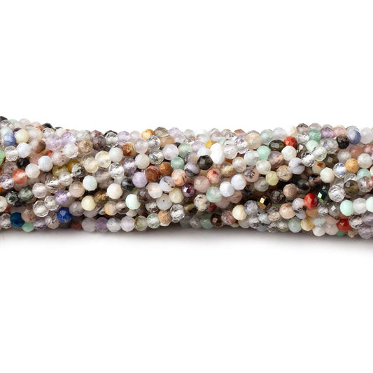 2.2mm Multi Gemstone Micro Faceted rondelle beads 13 inch 172 pieces