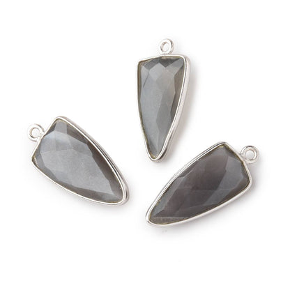 21x11mm Silver Bezel Platinum Grey Moonstone faceted point 1 focal bead