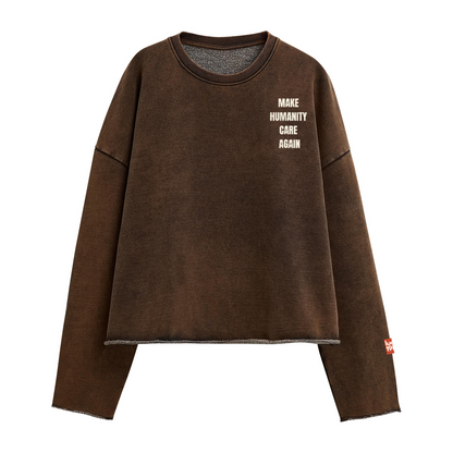 Make Humanity Care Again Unisex Washed Cropped Sweatshirt