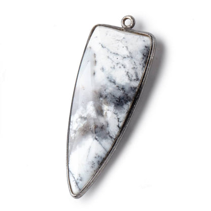 42x17mm Black Gold Bezel Dendritic Opal faceted point 1 focal bead