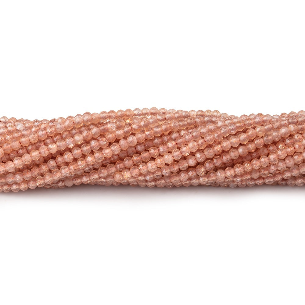 2mm Sunstone micro faceted rondelles 13 inch 200 beads AAA