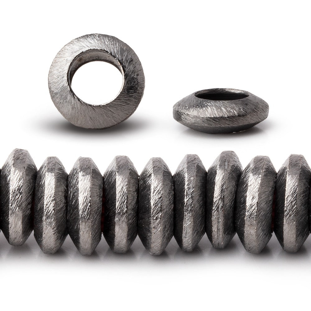 12mm Black Gold plated Brushed Disc 8 inch 48 Large Hole Beads