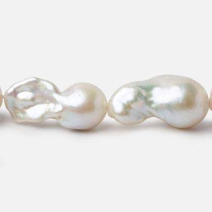 12.5-13.5mm White Ultra Baroque Freshwater Pearls 16 inch 17 pieces AA 0.8mm drill hole