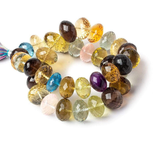 12.5-17.5mm Multi Gemstone Faceted Rondelle Beads 16 inch 38 pieces AAA Grade