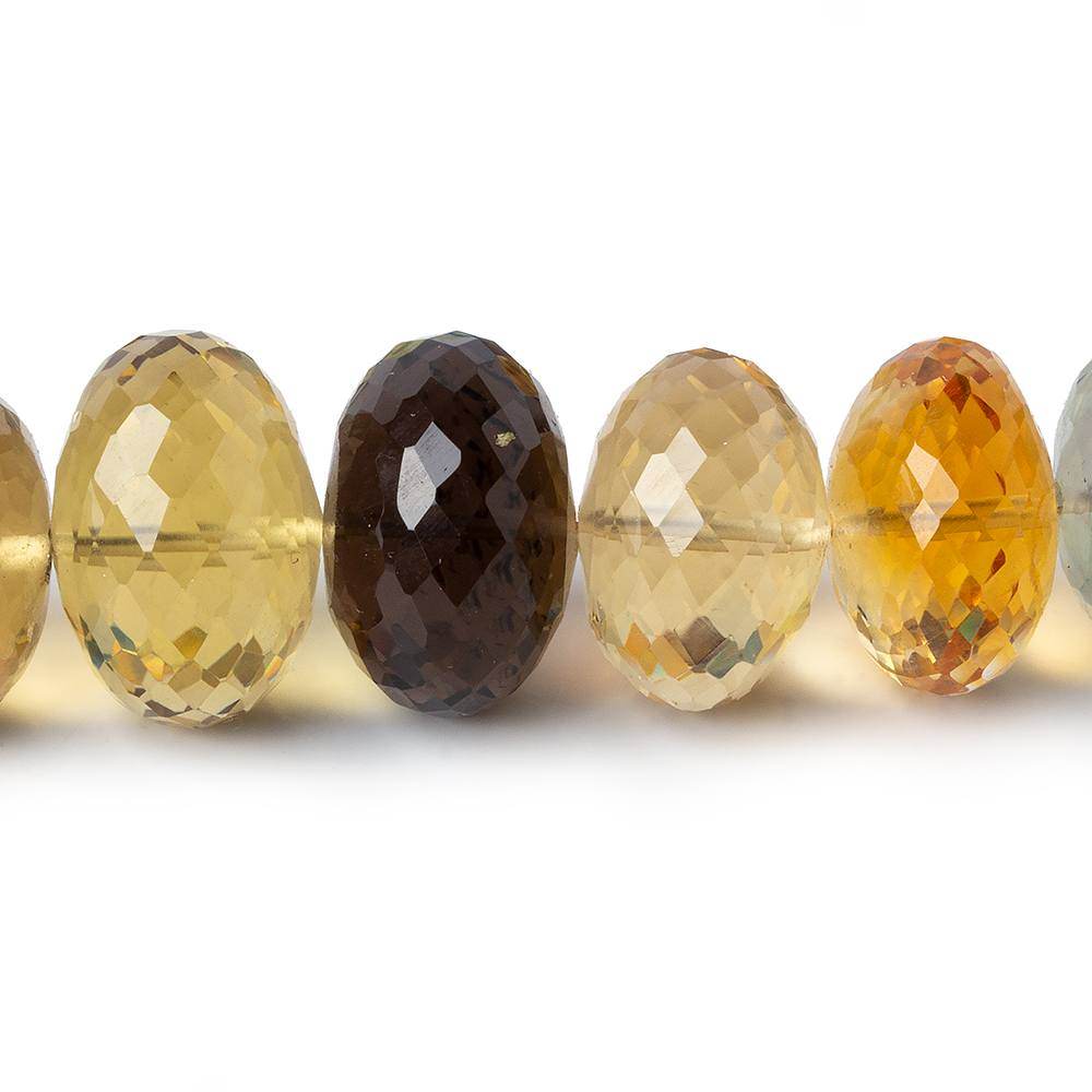 12.5-17.5mm Multi Gemstone Faceted Rondelle Beads 16 inch 38 pieces AAA Grade