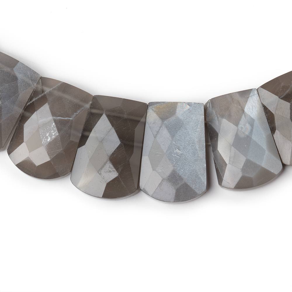 12.5-21mm Platinum Gray Moonstone Faceted Fancy Shape Collar 33 Beads