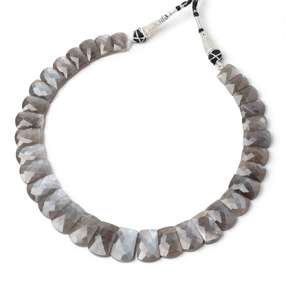12.5-21mm Platinum Gray Moonstone Faceted Fancy Shape Collar 33 Beads
