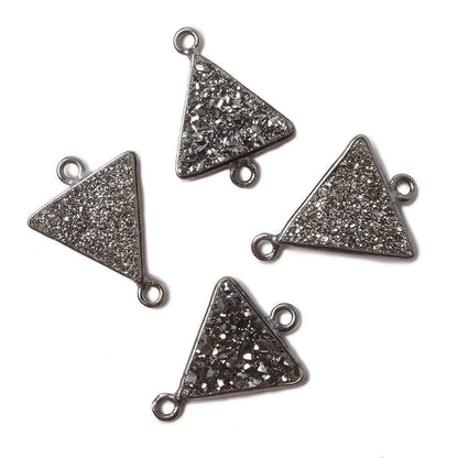 12.5mm Black Gold Bezel Metallic Platinum Drusy Triangle Connector 1 piece