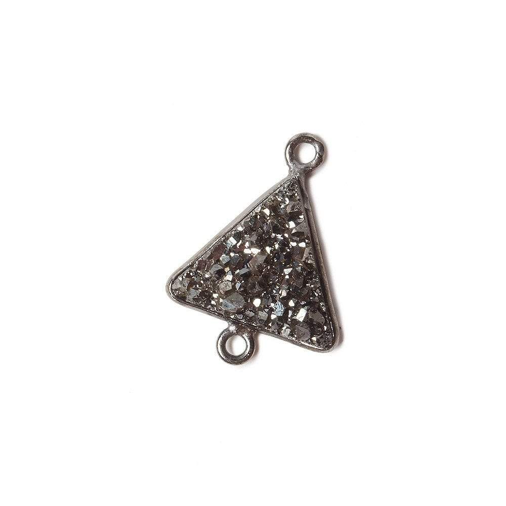 12.5mm Black Gold Bezel Metallic Platinum Drusy Triangle Connector 1 piece