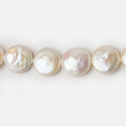 12.5mm Cream White Coin Freshwater Pearls 16 inch 32 pieces A