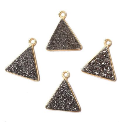 12.5mm Vermeil Bezel Metallic Platinum Drusy Triangle Pendant 1 piece