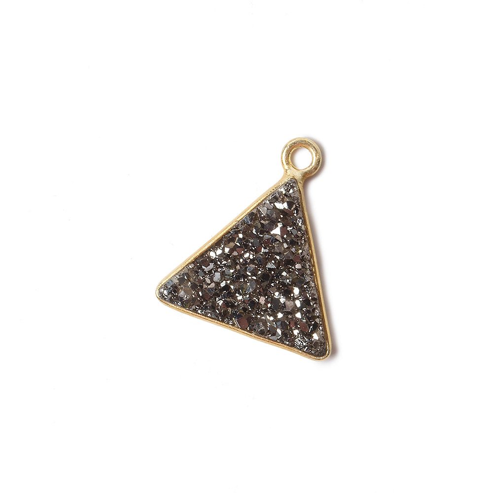 12.5mm Vermeil Bezel Metallic Platinum Drusy Triangle Pendant 1 piece