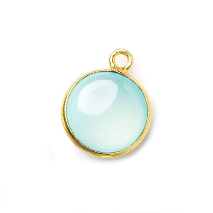 12.5mm Vermeil Bezel SeaBlue Chalcedony plain coin Pendant 1 focal bead