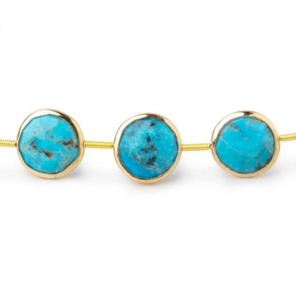 12.5mm Vermeil Bezel Turquoise Howlite Faceted Coin Beads 8 inch 12 pieces