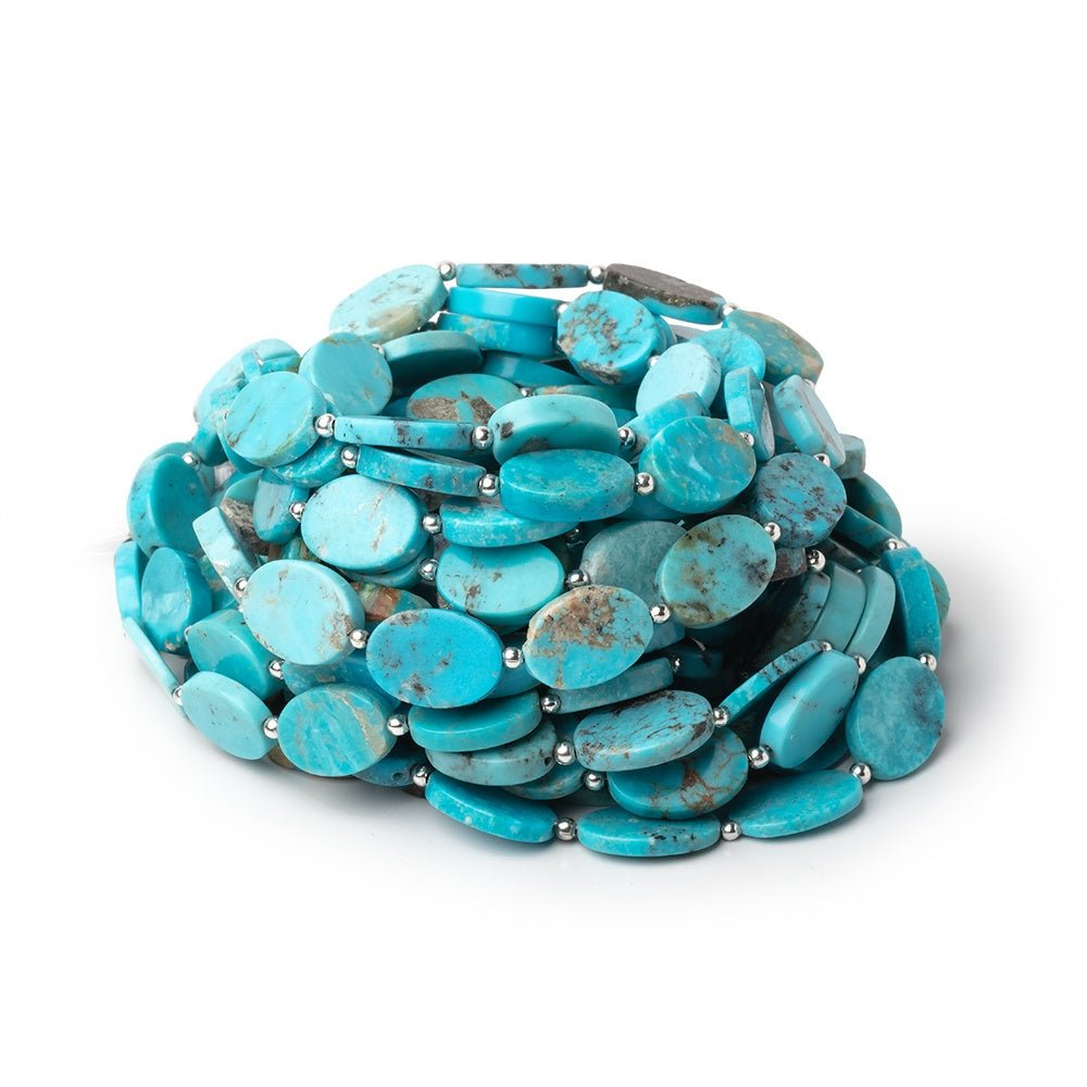 12.5x8.5-14x10mm Sleeping Beauty Turquoise Plain Ovals 20 inch 33 Beads AA