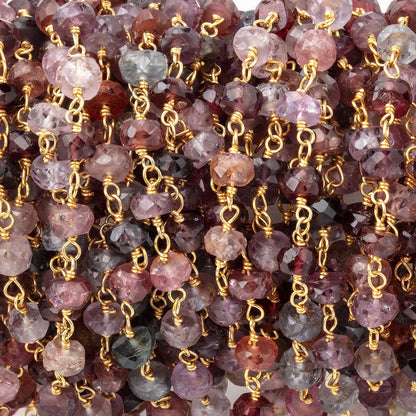 4mm Multi Color Spinel faceted rondelle Vermeil Chain by the foot 39 beads