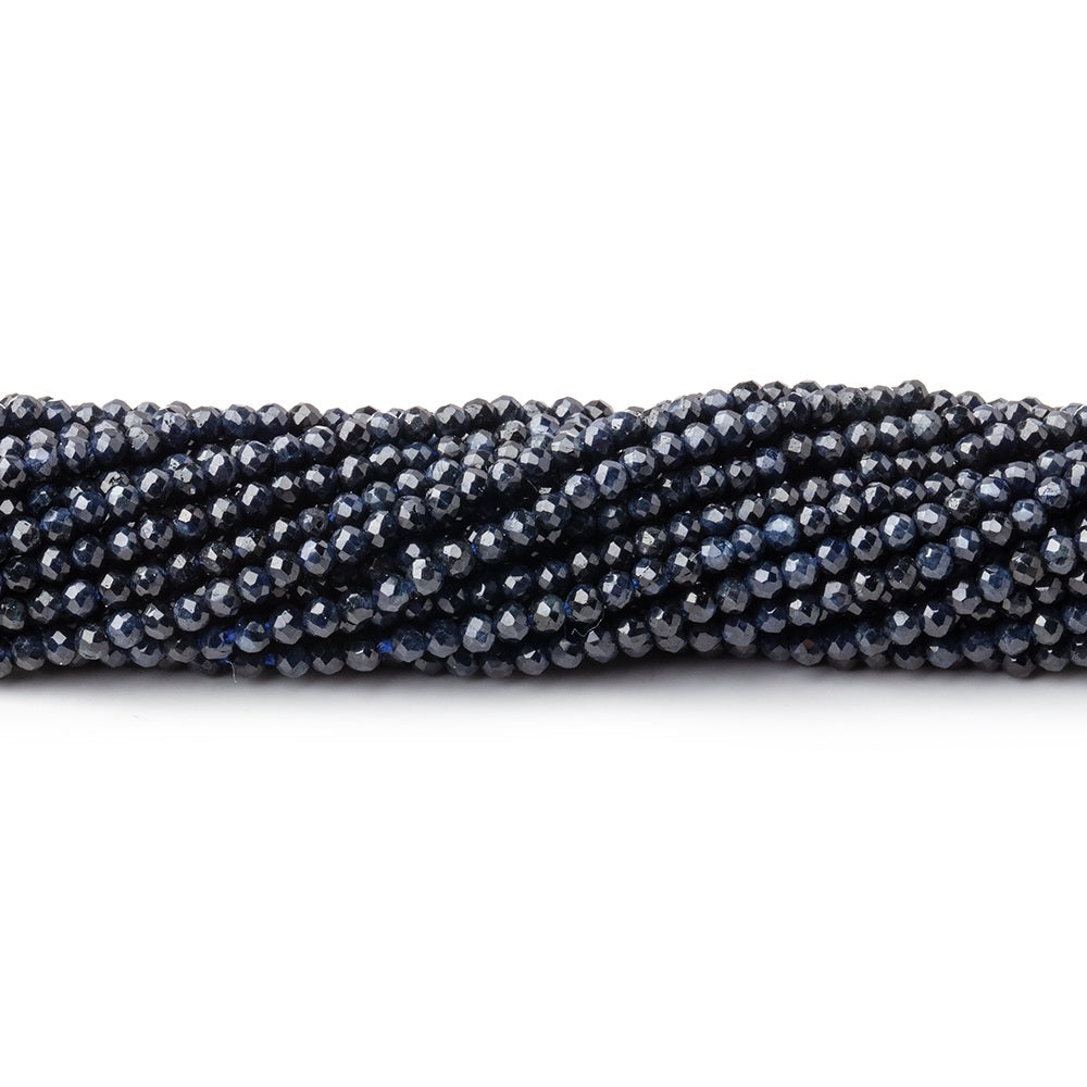 2mm Blue Sapphire micro faceted rounds 13 inch 200 beads
