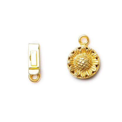 12mm 22kt Gold plated Box Clasp Sunflower Design 1 piece