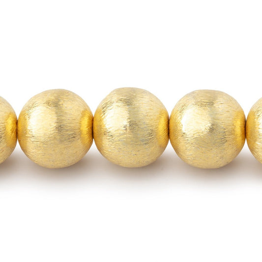12mm 22kt Gold Plated Brushed Round Beads 8 inch 18 pieces