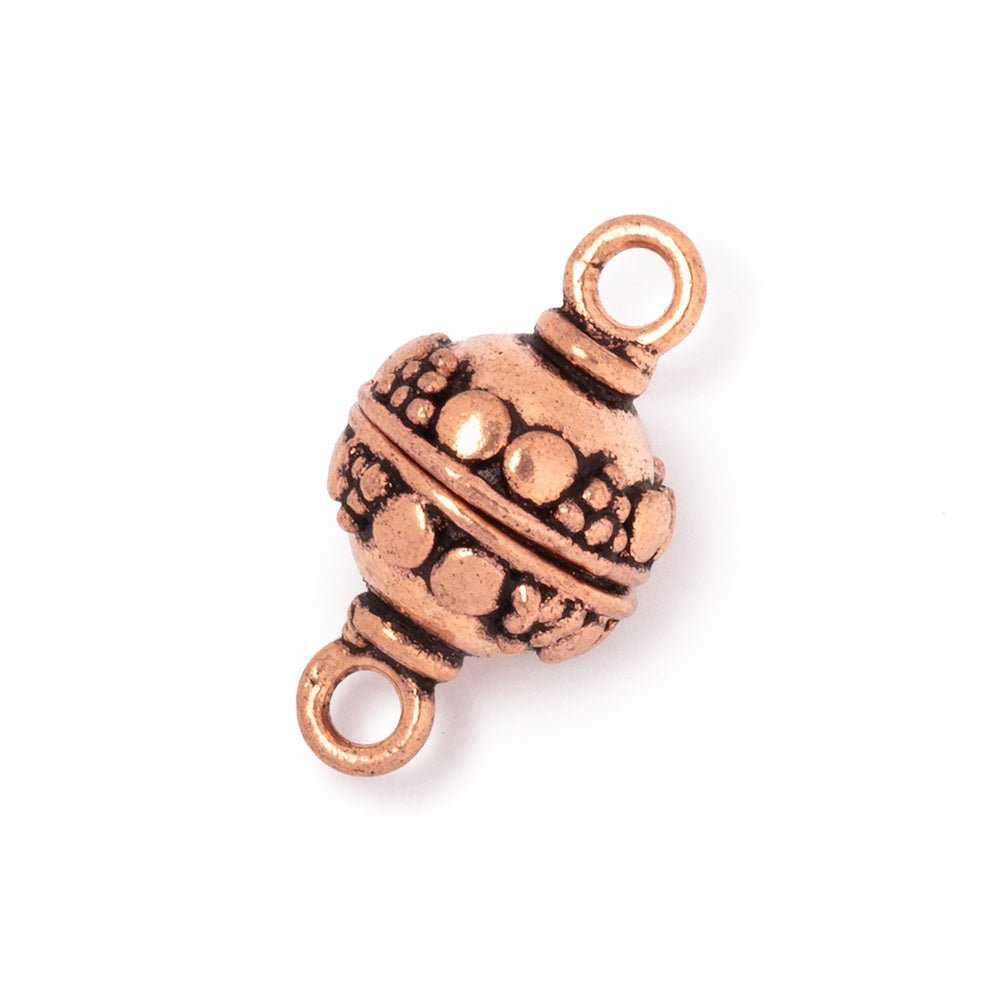 12mm Antiqued Copper Dotted Design Magnetic Clasp Set of 2