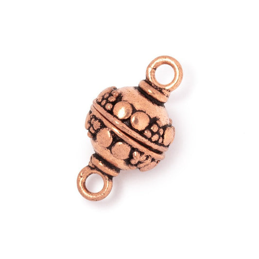12mm Antiqued Copper Dotted Design Magnetic Clasp Set of 2