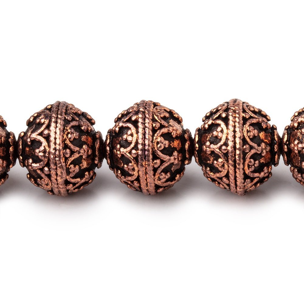 12mm Antiqued Copper Moroccan Round 8 inch 19 Beads