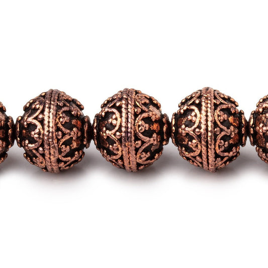 12mm Antiqued Copper Moroccan Round 8 inch 19 Beads