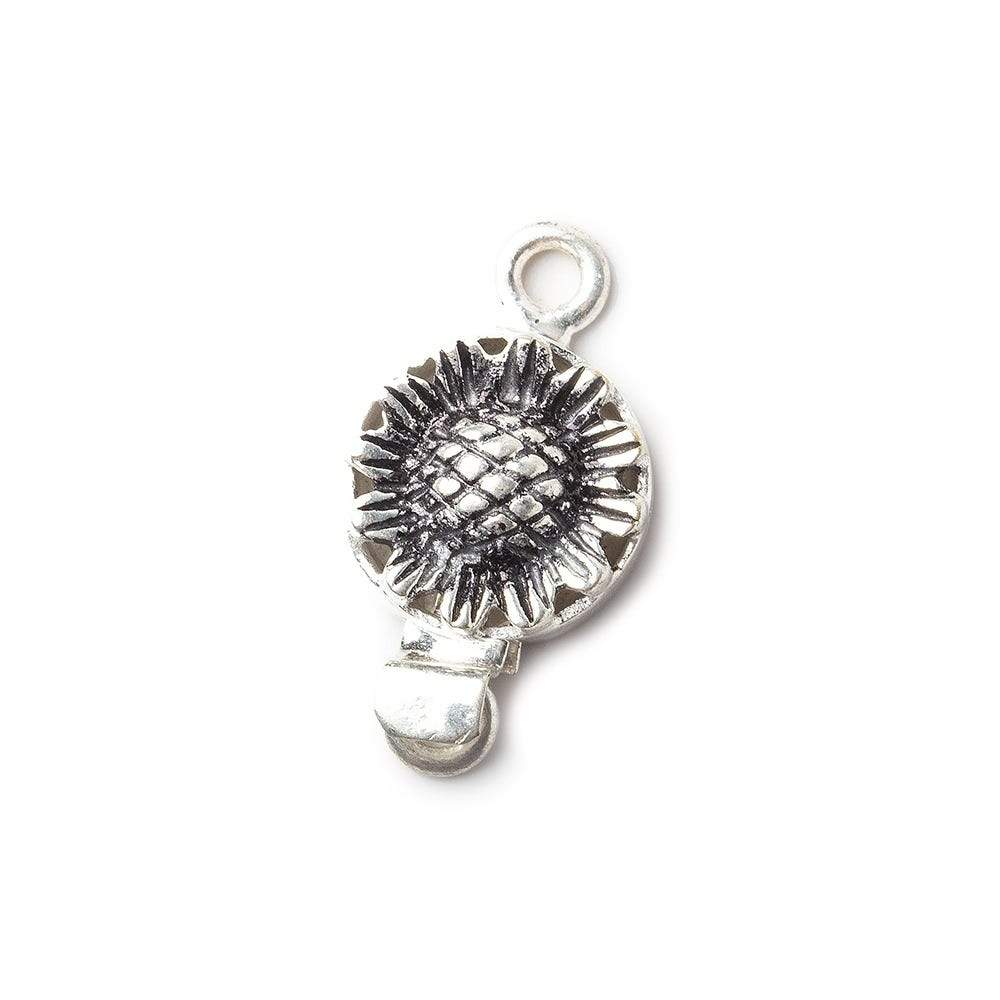 12mm Antiqued Sterling Silver plated Box Clasp Sunflower Design 1 piece