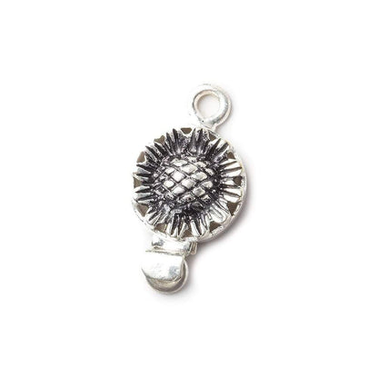 12mm Antiqued Sterling Silver plated Box Clasp Sunflower Design 1 piece