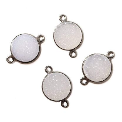 12mm Black Gold Bezel White Drusy Coin Connector 1 piece