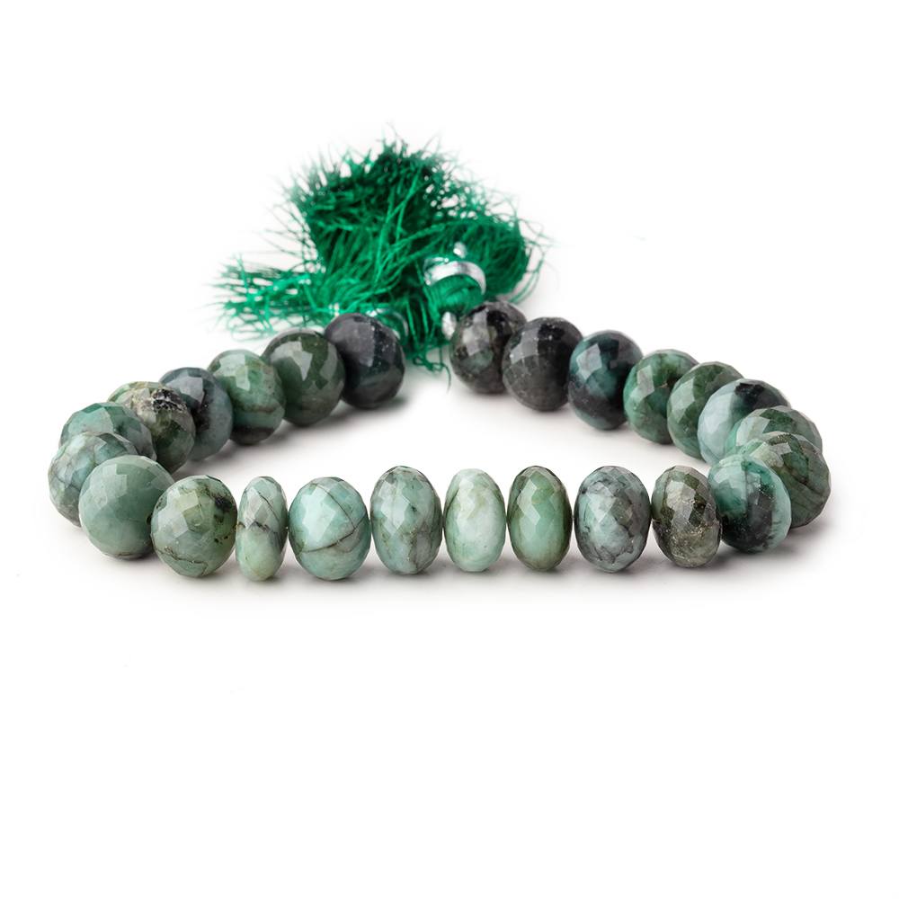 12mm Brazilian Emerald Faceted Rondelle Beads 8 inch 26 pieces