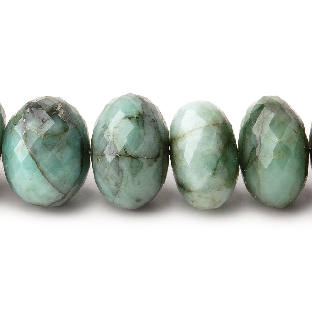 12mm Brazilian Emerald Faceted Rondelle Beads 8 inch 26 pieces