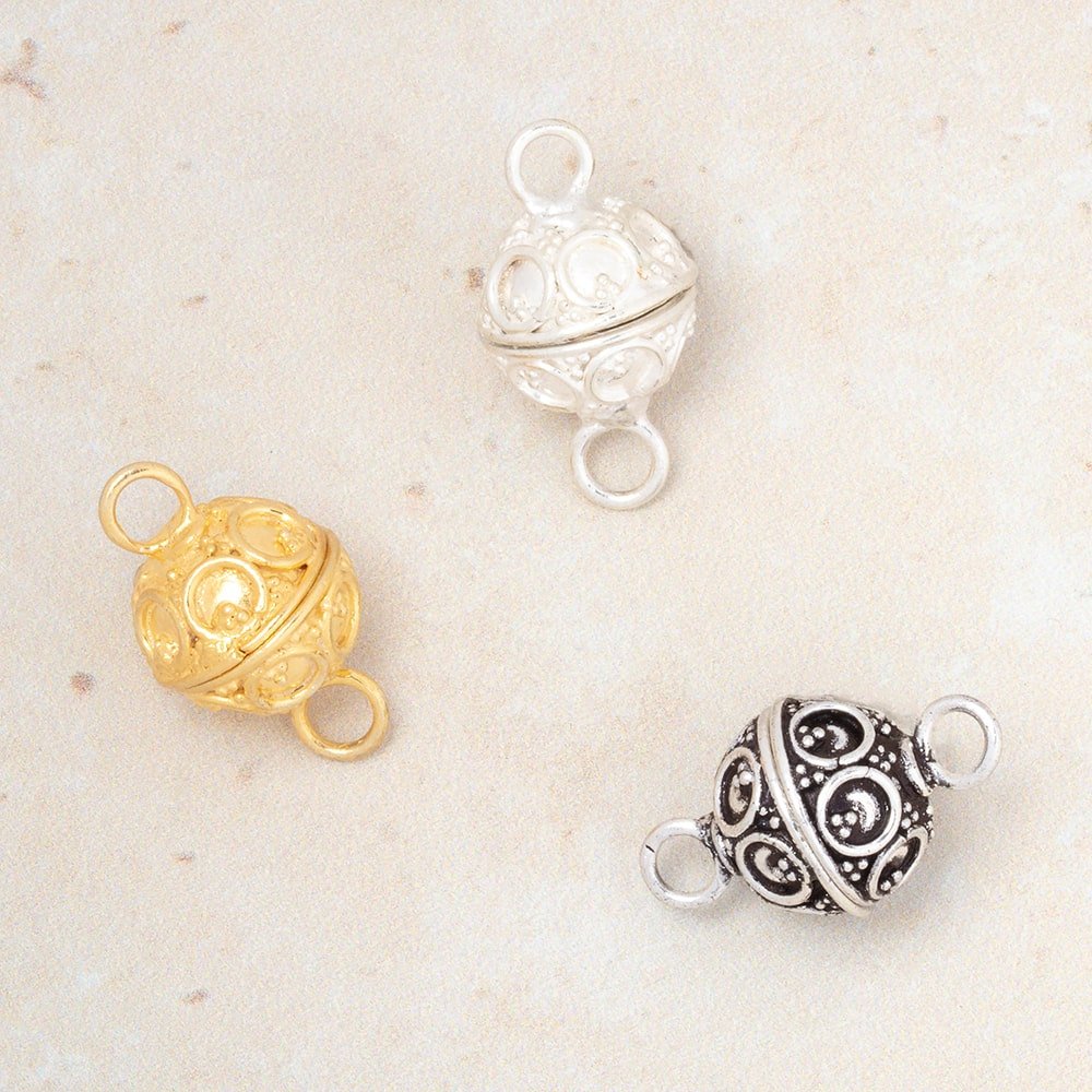 12mm Circle & Miligrain Magnetic Clasp 1 piece