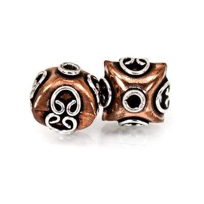 12mm Copper and Sterling Silver Beads 2 pieces