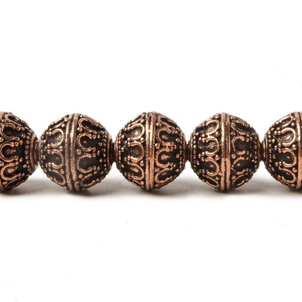 12mm Copper Moroccan Miligrain Design Round 8 inch 16 pcs