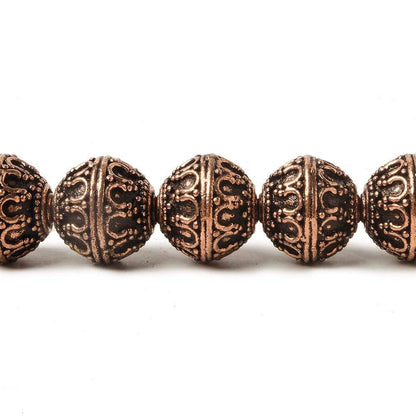 12mm Copper Moroccan Miligrain Design Round 8 inch 16 pcs