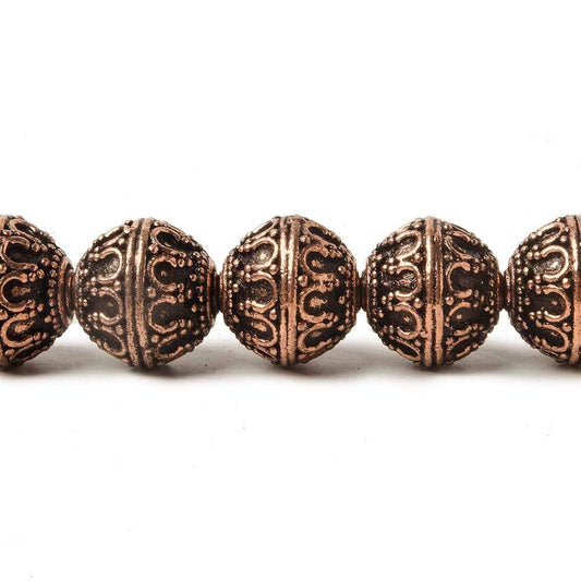 12mm Copper Moroccan Miligrain Design Round 8 inch 16 pcs